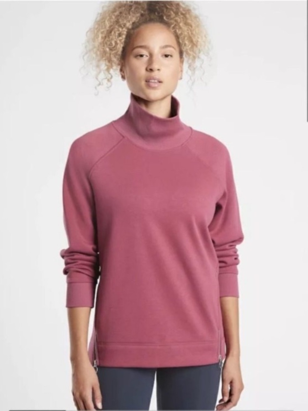 Athleta Cozy Karma Funnel Neck Sweatshirt in Victorian Berry
